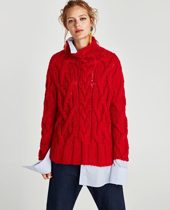 Image 2 of OVERSIZED CABLE-KNIT SWEATER from Zara