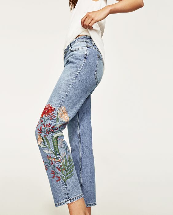EMBROIDERED FLORAL JEANS