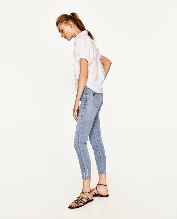 Image 5 of JEANS WITH FAUX PEARL TRIMS from Zara