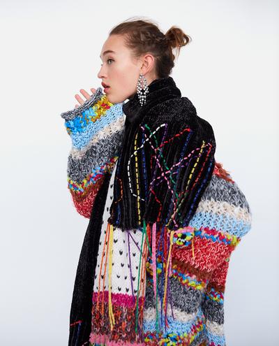 Image 1 of FRINGED CHENILLE SCARF from Zara