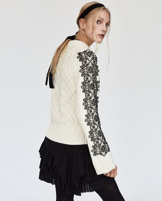 Image 3 of CABLE-KNIT SWEATER WITH LACE from Zara