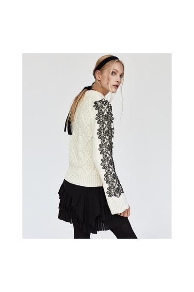Image 3 of CABLE-KNIT SWEATER WITH LACE from Zara