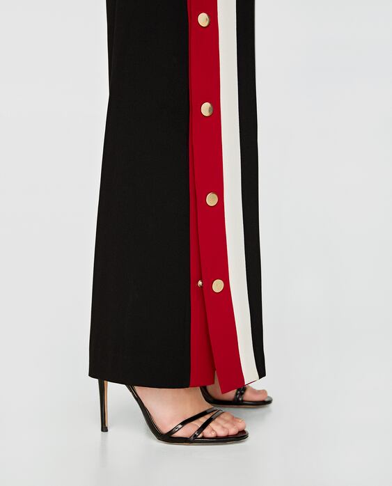 Image 7 of PYJAMA-STYLE TROUSERS WITH SIDE STRIPES from Zara