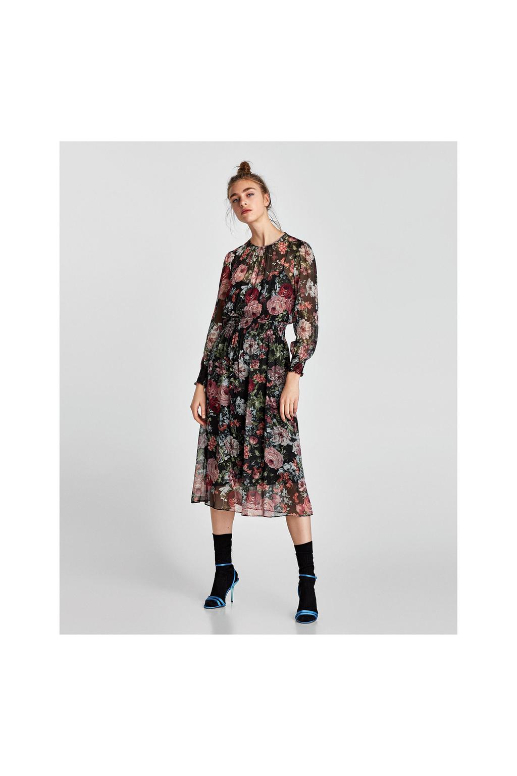 Zdjęcie 1 SUKIENKA ŚREDNIEJ DŁUGOŚCI W KWIATY z Zara