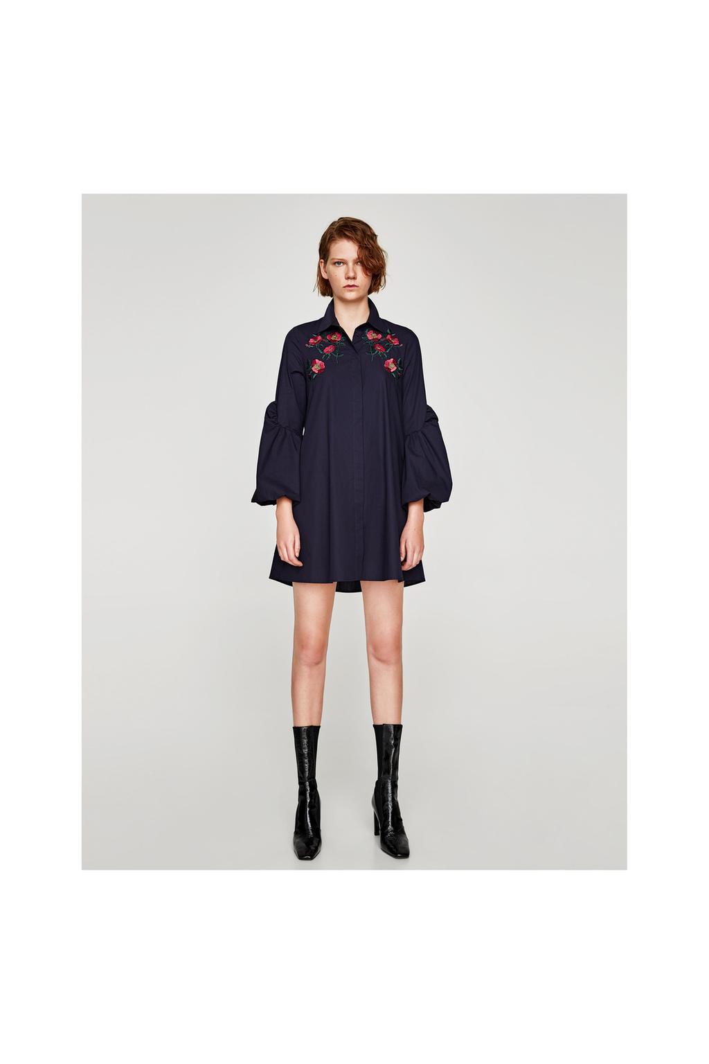 Zara Mini Dress With Collar Detail in Black | Lyst Zara Mini Dress With Collar Detail in Black | Lyst