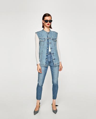 Image 1 of DISTRESSED DENIM VEST from Zara