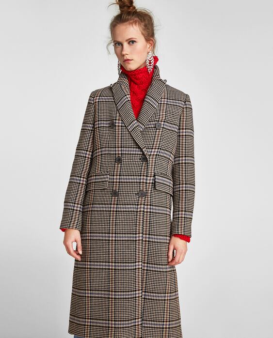 Image 2 of OVERSIZED CHECK COAT from Zara