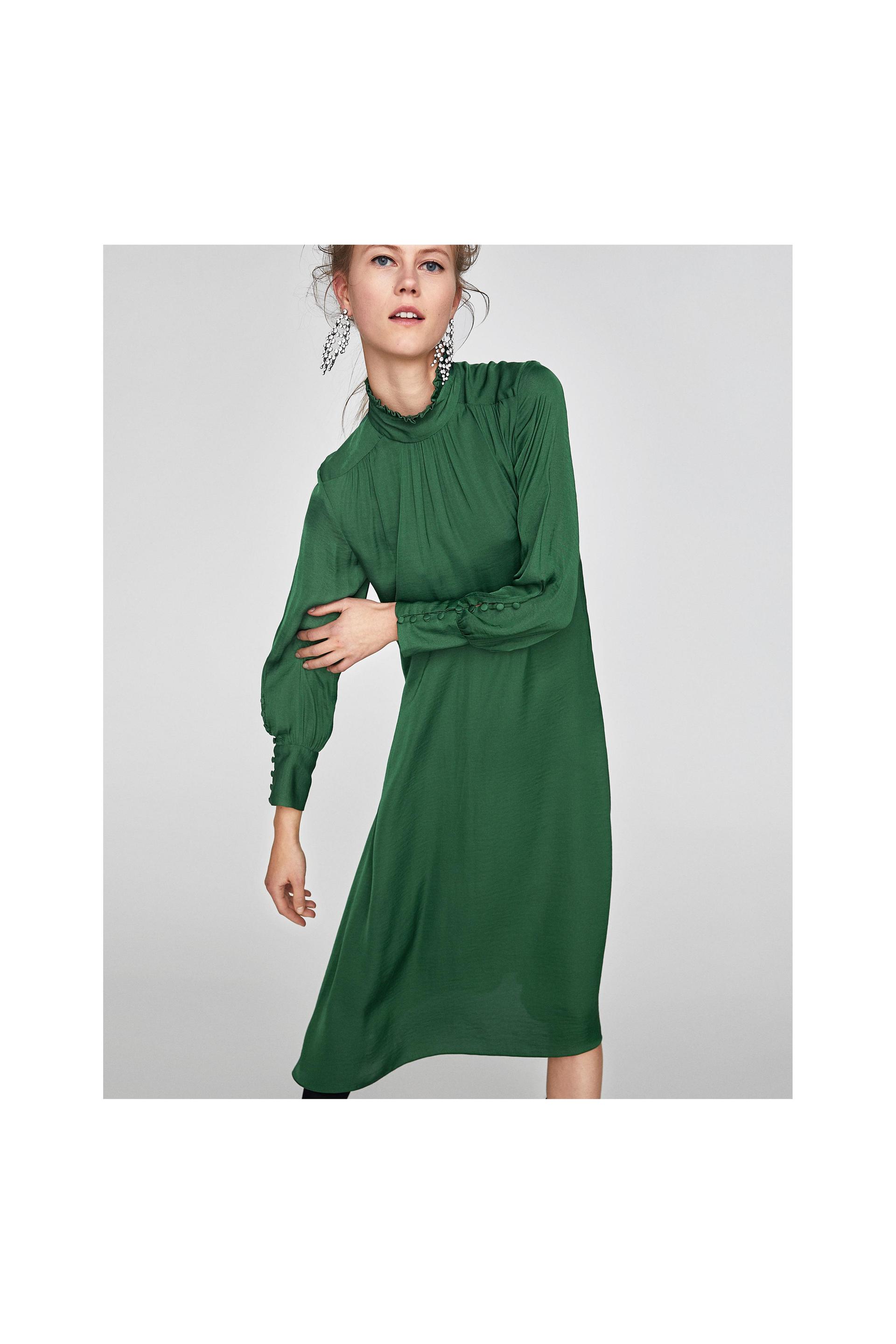 VESTIDO MIDI FLUIDO MANGA COMPRIDA