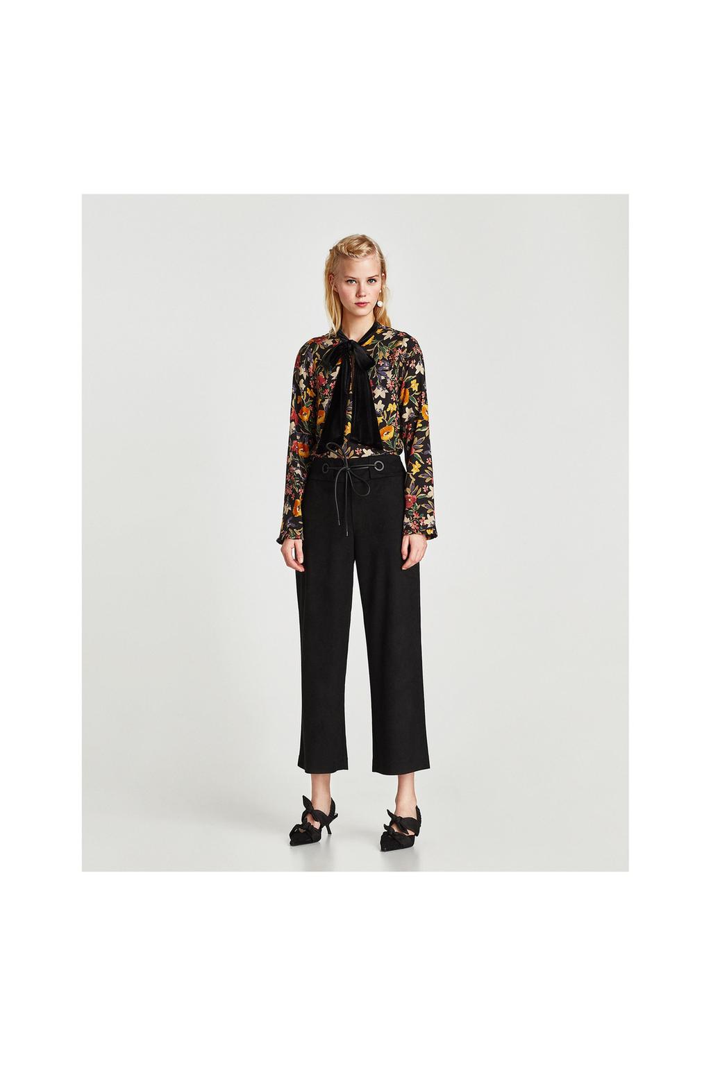 Image 1 of PRINTED TOP WITH BOW from Zara