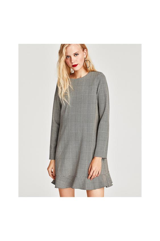 Image 3 de ROBE À CARREAUX ET MANCHES LONGUES de Zara