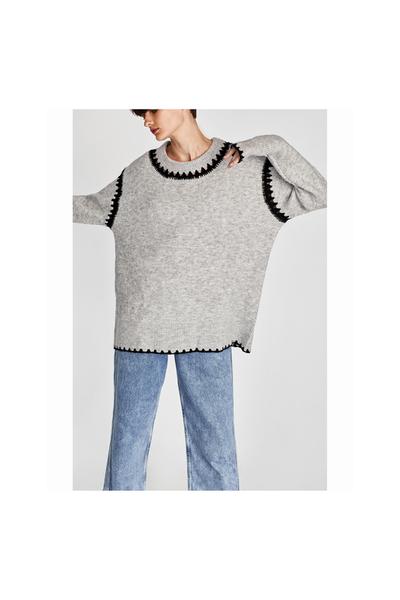 Image 2 of SWEATER WITH CONTRASTING DETAIL from Zara