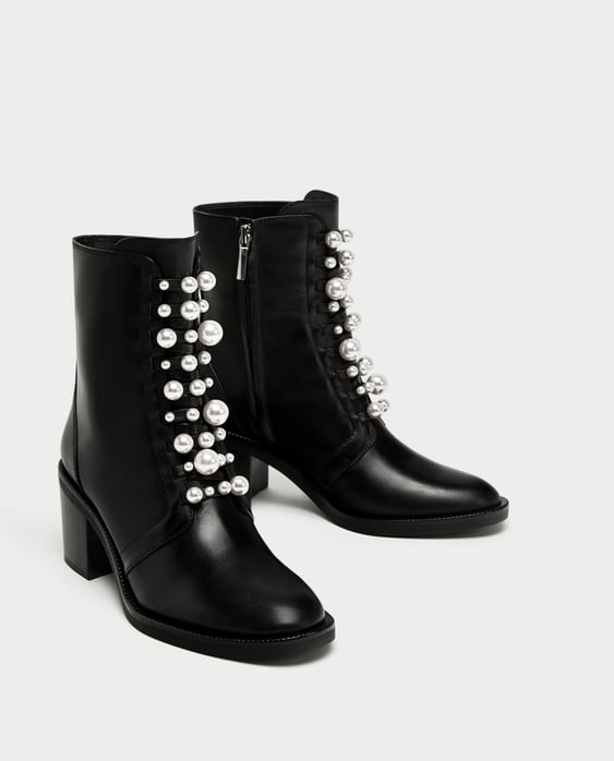 Image 3 of HIGH HEEL LEATHER ANKLE BOOTS WITH FAUX PEARLS from Zara