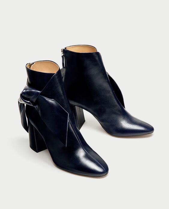 Image 3 of LEATHER HIGH HEEL ANKLE BOOTS WITH BOW from Zara