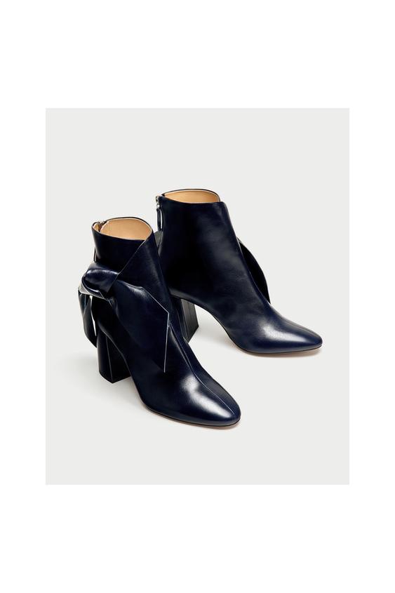Image 3 of LEATHER HIGH HEEL ANKLE BOOTS WITH BOW from Zara