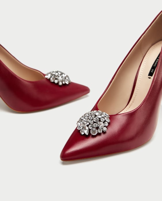 Image 1 of LEATHER HIGH HEEL COURT SHOES WITH GEM DETAIL from Zara