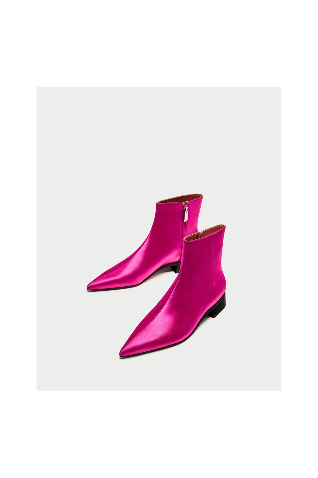 Image 1 of SATEEN POINTED ANKLE BOOTS WITH LOW HEEL from Zara