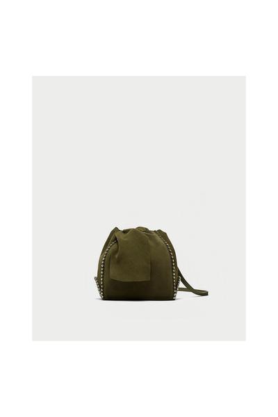 Image 2 of MINI STUDDED SPLIT SUEDE BUCKET BAG from Zara