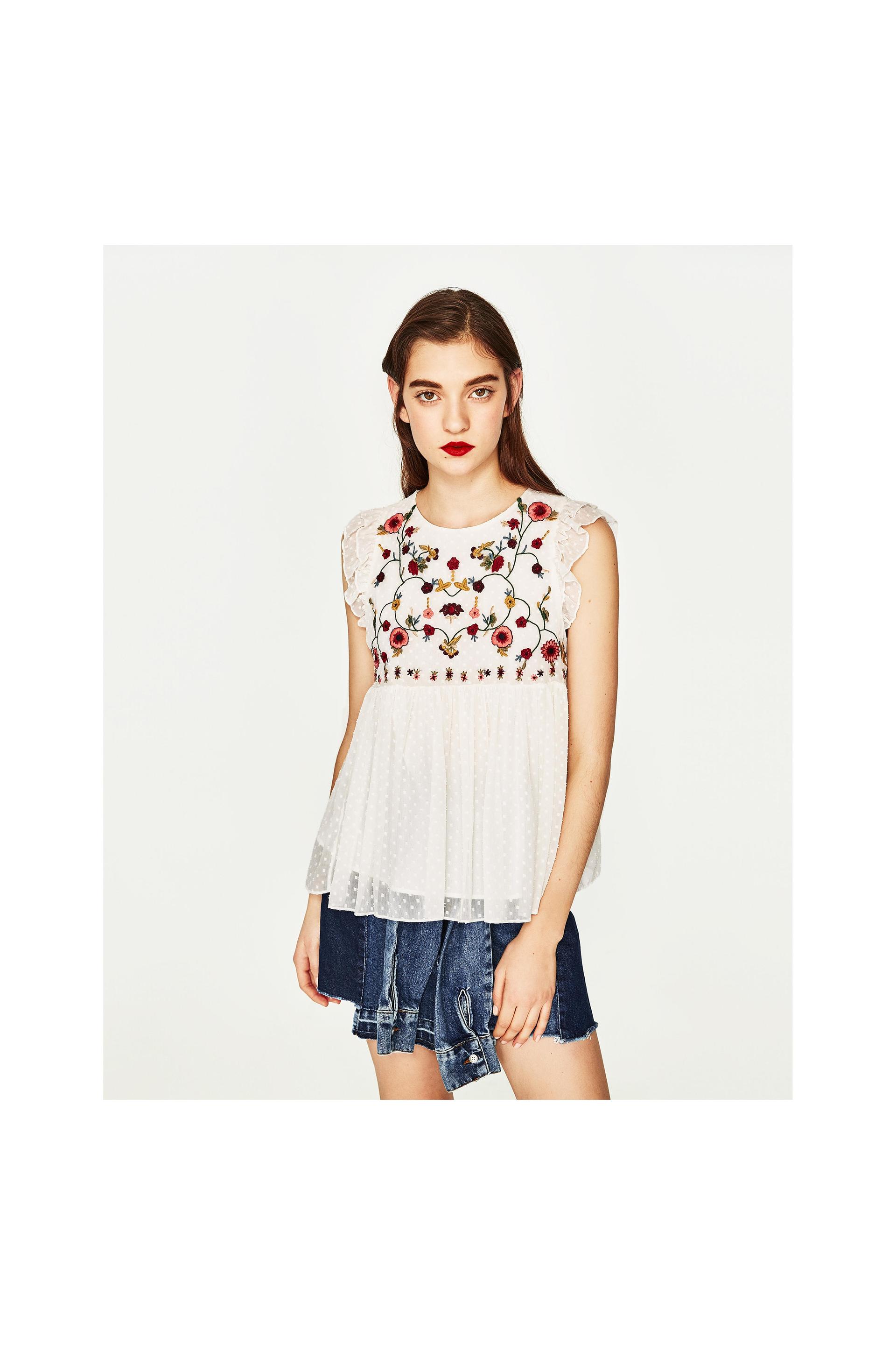 Image 1 of EMBROIDERED TOP from Zara