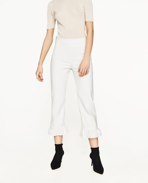 Image 2 of CROPPED TROUSERS WITH FRILL from Zara