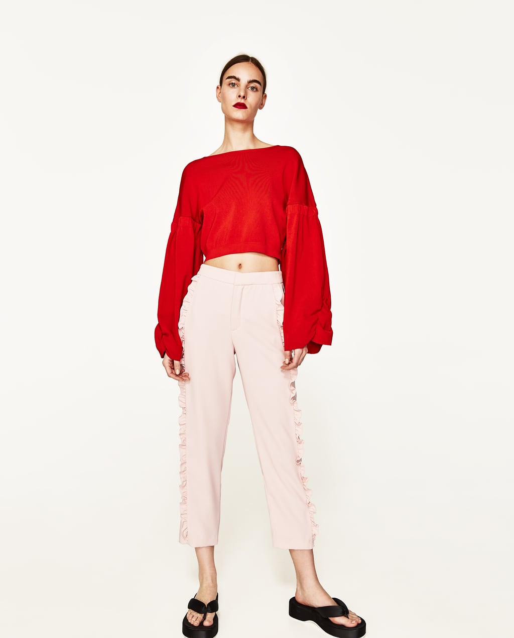 Image 1 of FLOWING FRILLED TROUSERS from Zara