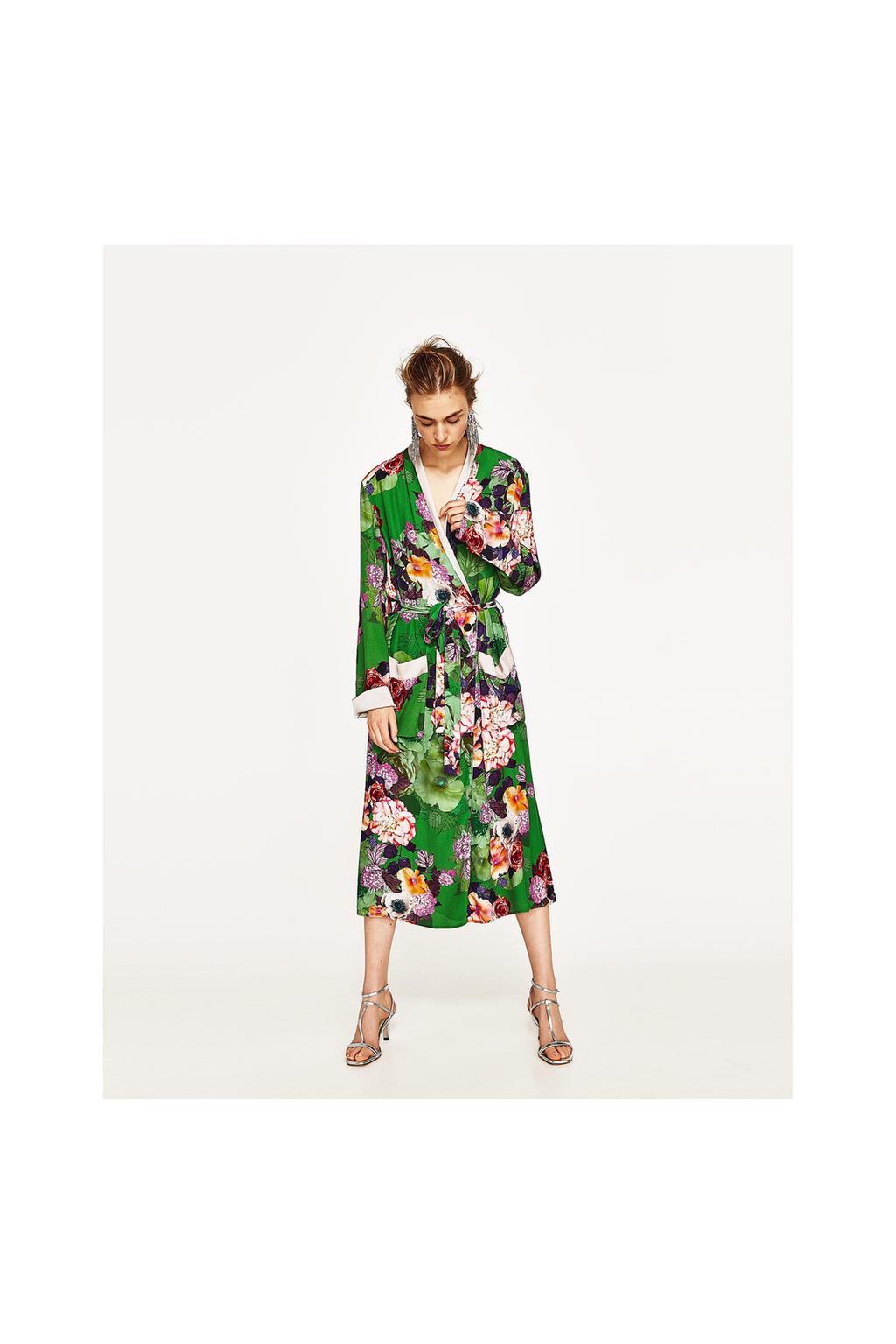 Image 1 of LONG FLORAL PRINT KIMONO from Zara