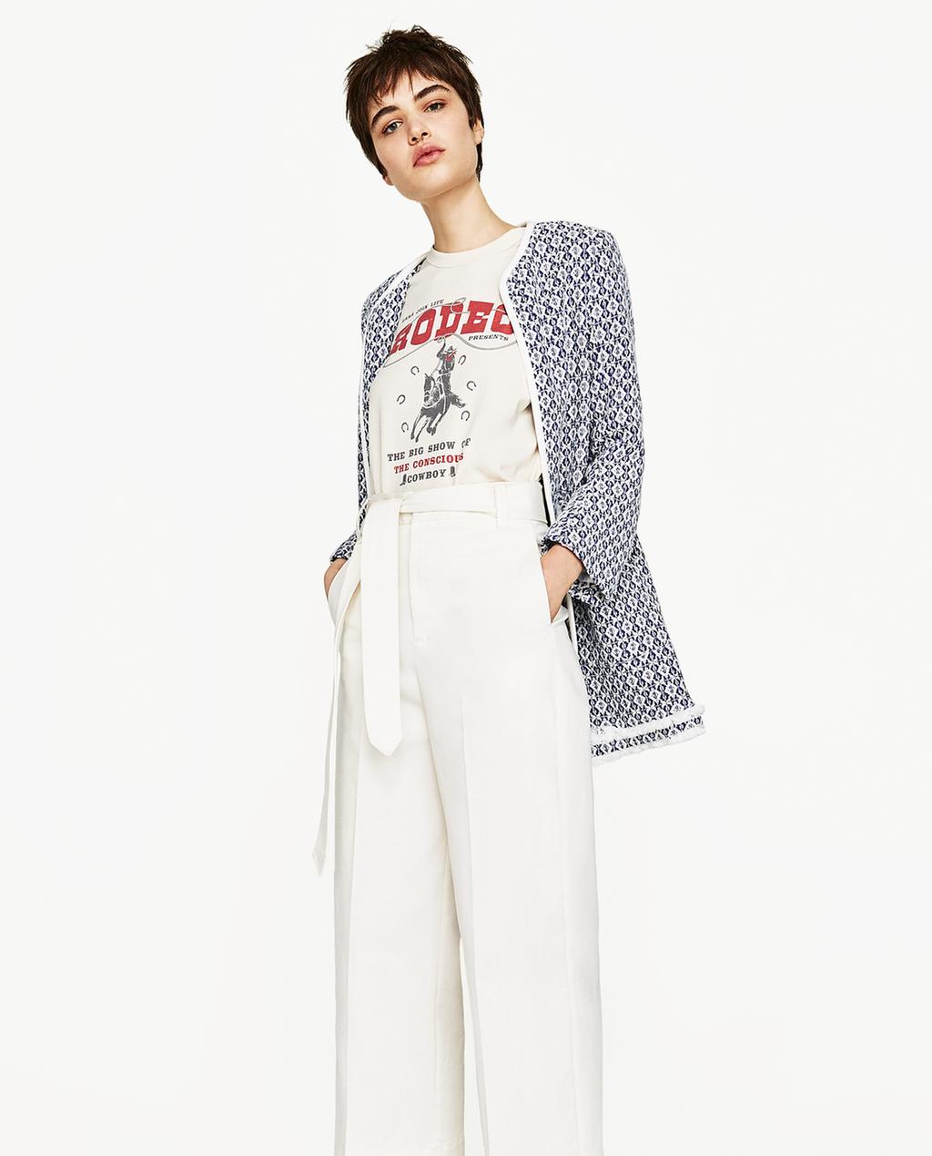 Image 1 of FRAYED PRINTED COAT from Zara