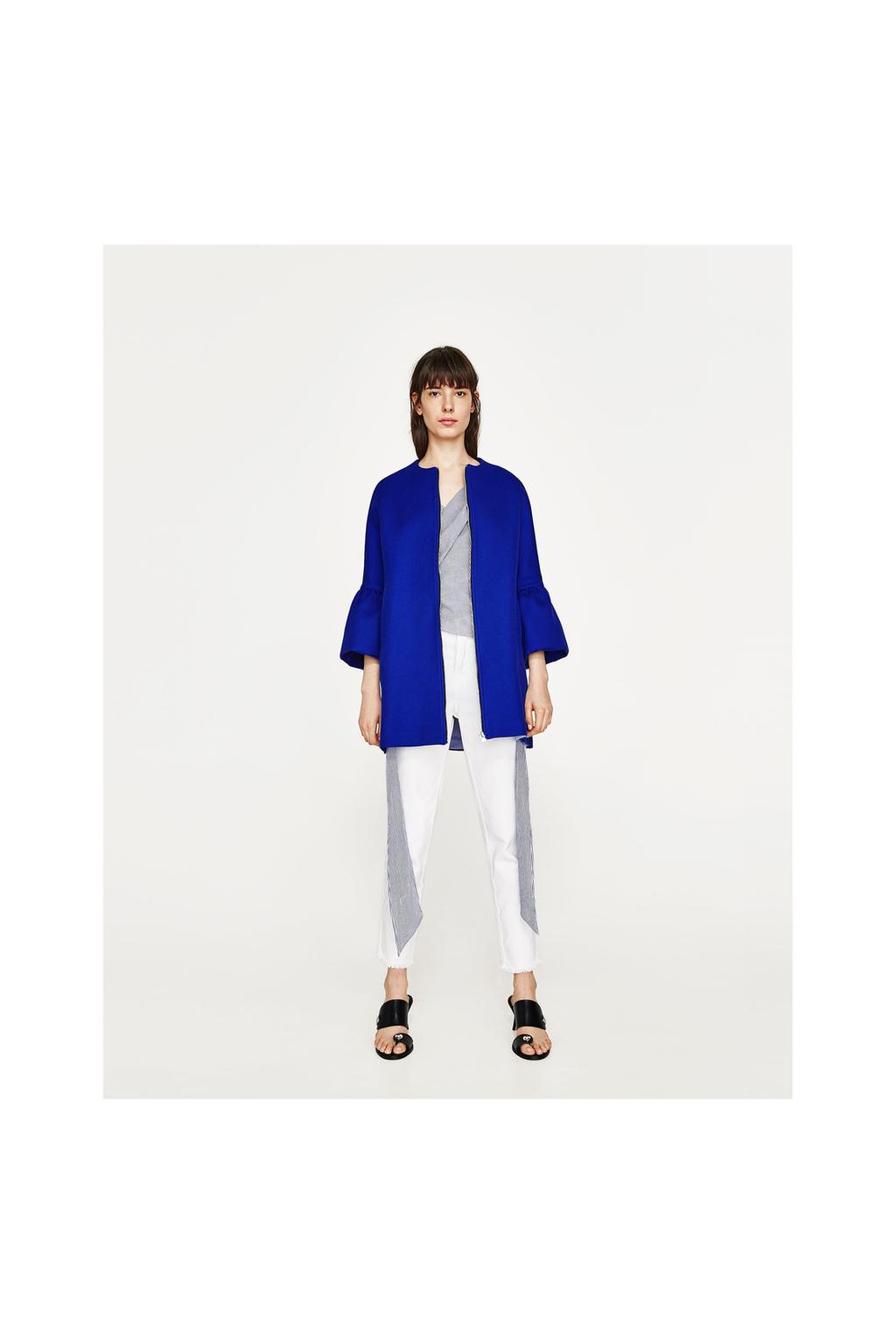 Image 1 of FRILLED SLEEVE COAT from Zara