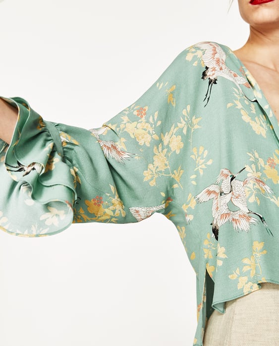 Image 6 of BLOUSE WITH HERON PRINT from Zara