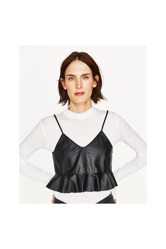 Zdjęcie 3 TOP ZE SZTUCZNEJ SKÓRY NA RAMIĄCZKACH z Zara