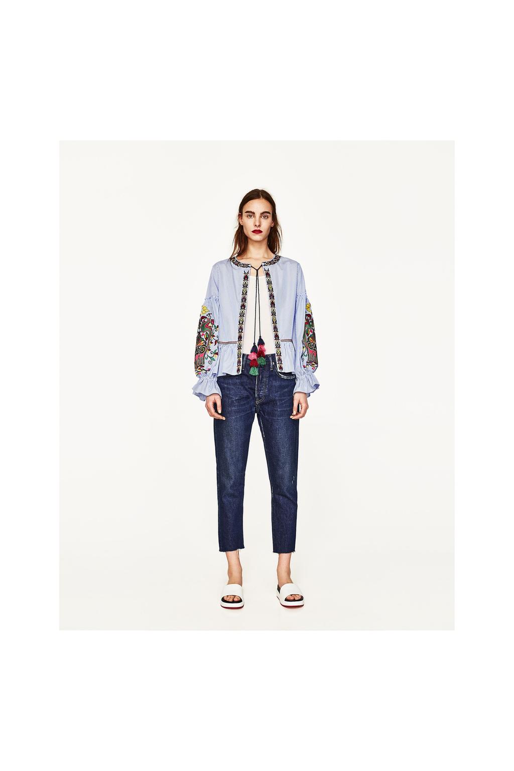 Embroidered Jacket Jackets Woman Zara Singapore Image 1 Of Embroidered Jacket From Zara