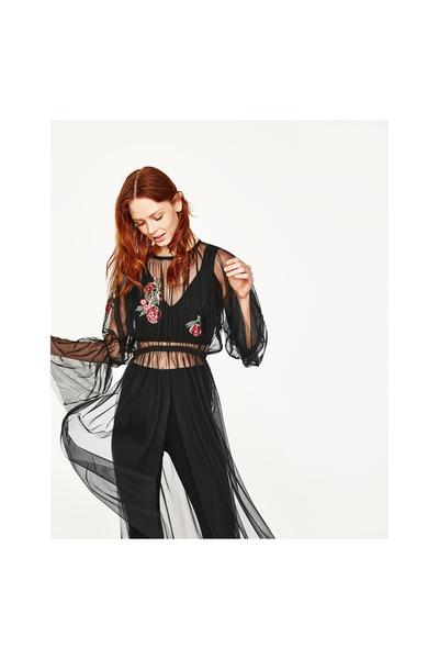 Image 2 of EMBROIDERED TULLE TUNIC from Zara