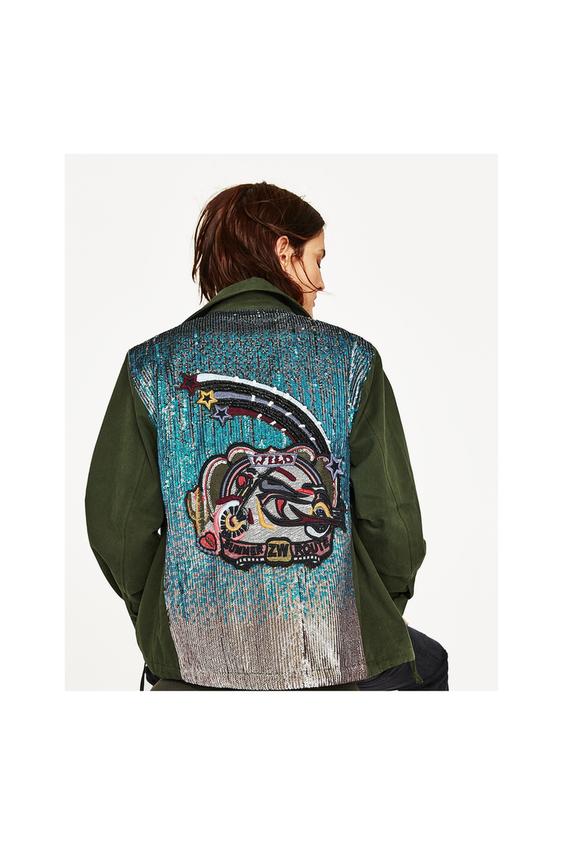 Image 2 of PARKA WITH BACK SEQUINS PRINT from Zara