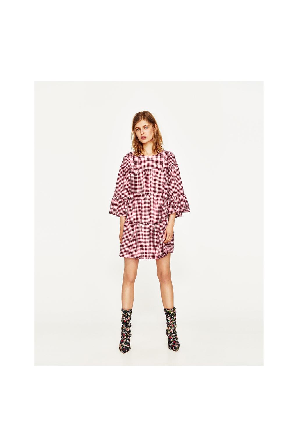 Image 1 of GINGHAM MINI DRESS from Zara