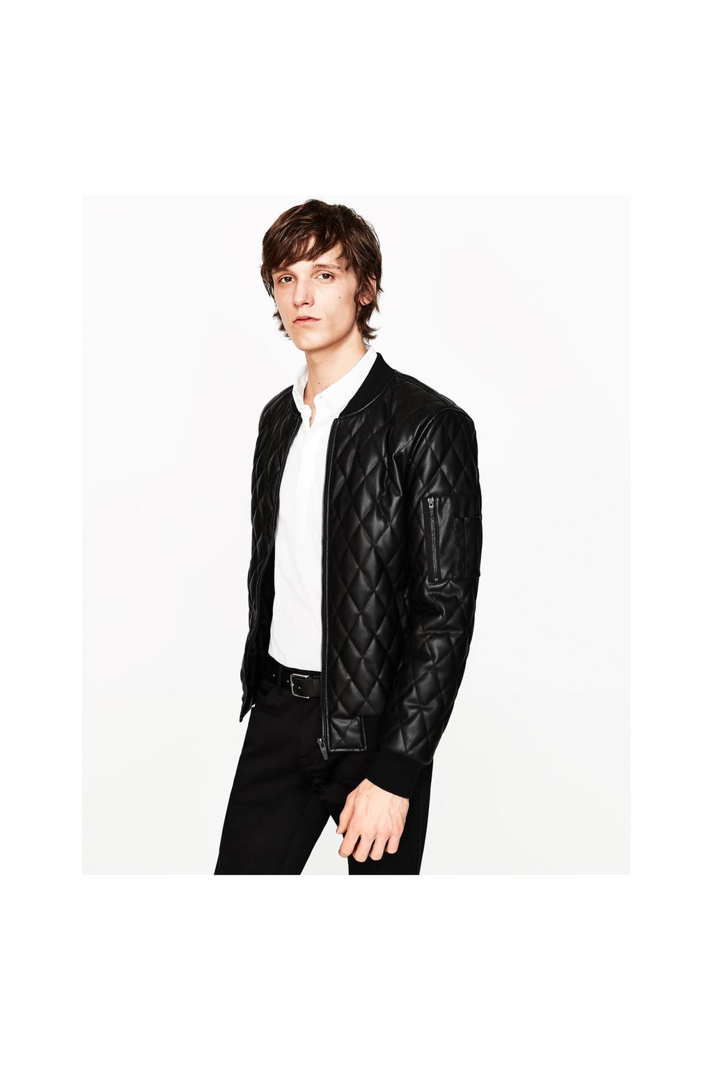 Faux Leather Quilted Er Jacket Ers Man Zara United States Image 1 Of Faux Leather Quilted Er Jacket From Zara