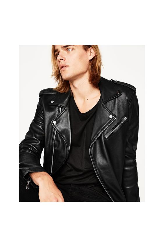 Leather Biker Jacket Jackets Man Zara United States Image 3 Of Leather Biker Jacket From Zara