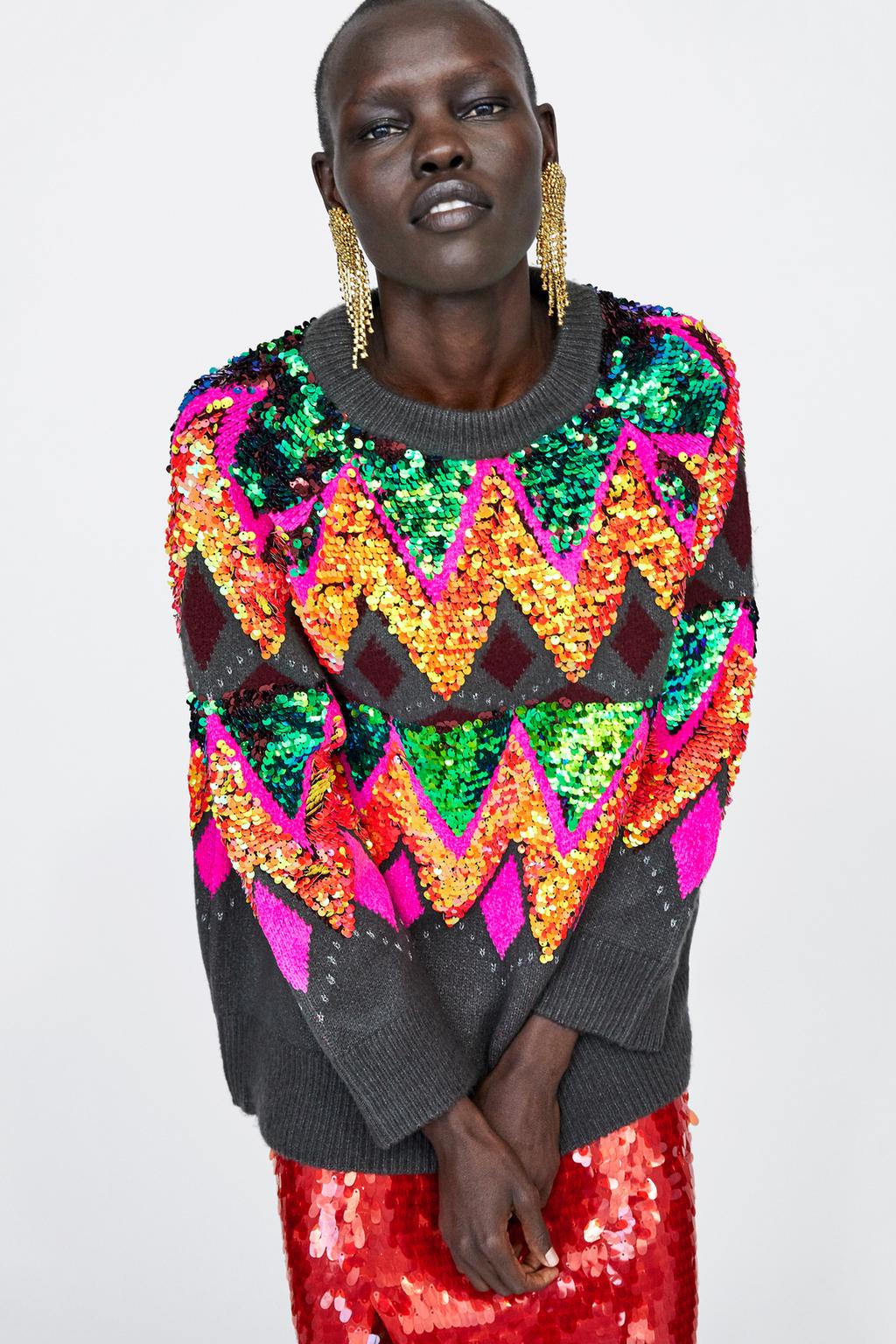 Image 2 of OVERSIZED SEQUIN SWEATER from Zara