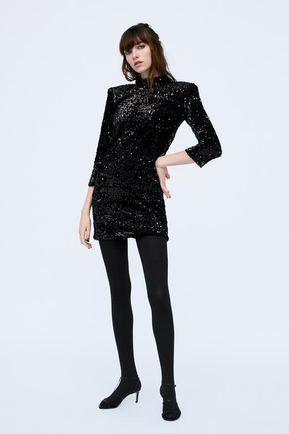 Image 1 of SEQUINED VELVET DRESS from Zara