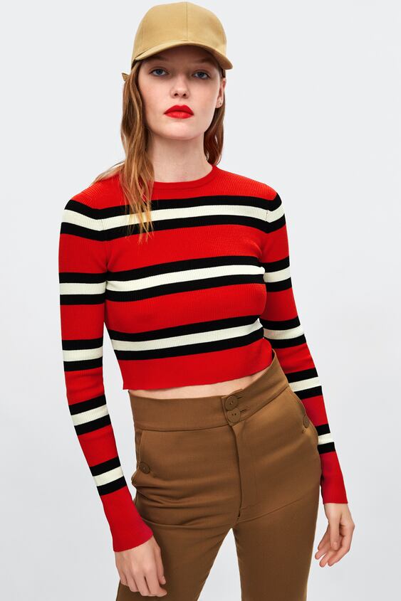 GESTREIFTER PULLOVER, CROPPED