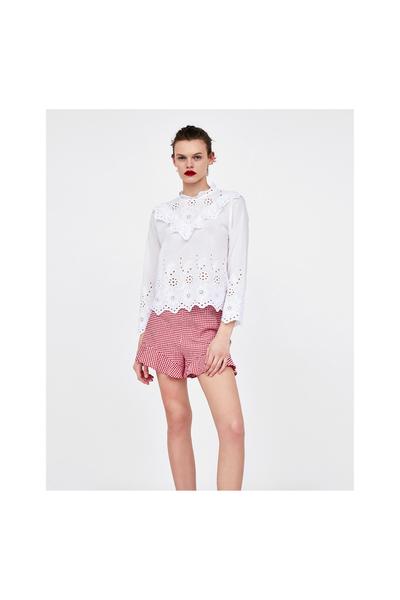 Image 1 of CHECKED BERMUDA SHORTS WITH RUFFLES from Zara