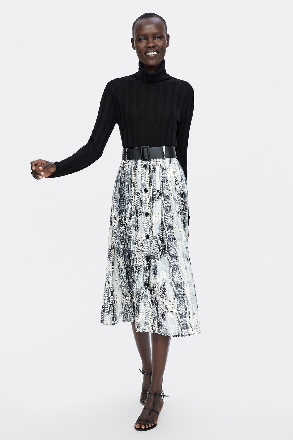 Image 1 of BELTED SNAKESKIN PRINT SKIRT from Zara