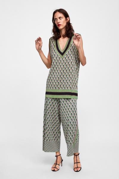 Image 1 of METALLIC THREAD JACQUARD CULOTTES from Zara