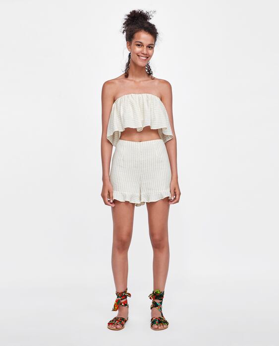 Image 1 of SHORT FRILLED TOP from Zara