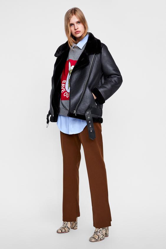 Contrasting Biker Jacket Jackets Woman Zara United States Image 1 Of Contrasting Biker Jacket From Zara