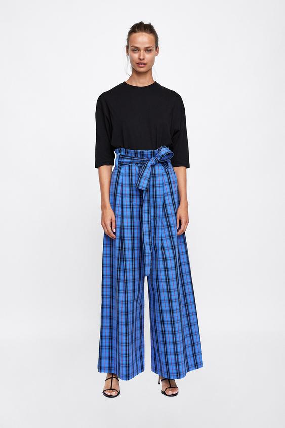 Image 1 of CHECKED TROUSERS WITH BELT from Zara