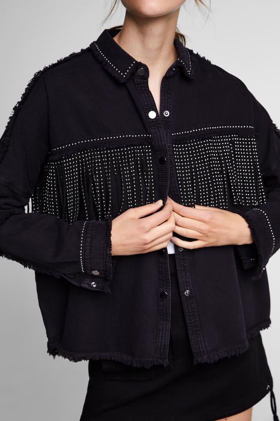 Fringed Denim Jacket Jackets Woman Zara United States Image 2 Of Fringed Denim Jacket From Zara