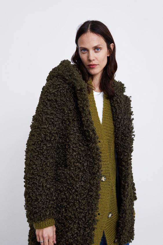 Image 2 of FAUX FUR COAT WITH HOOD from Zara