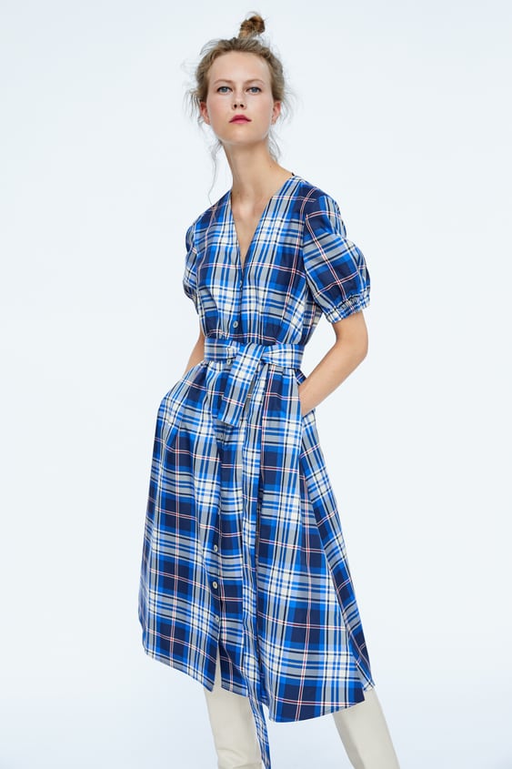 Image 2 of CHECK TAFFETA DRESS from Zara