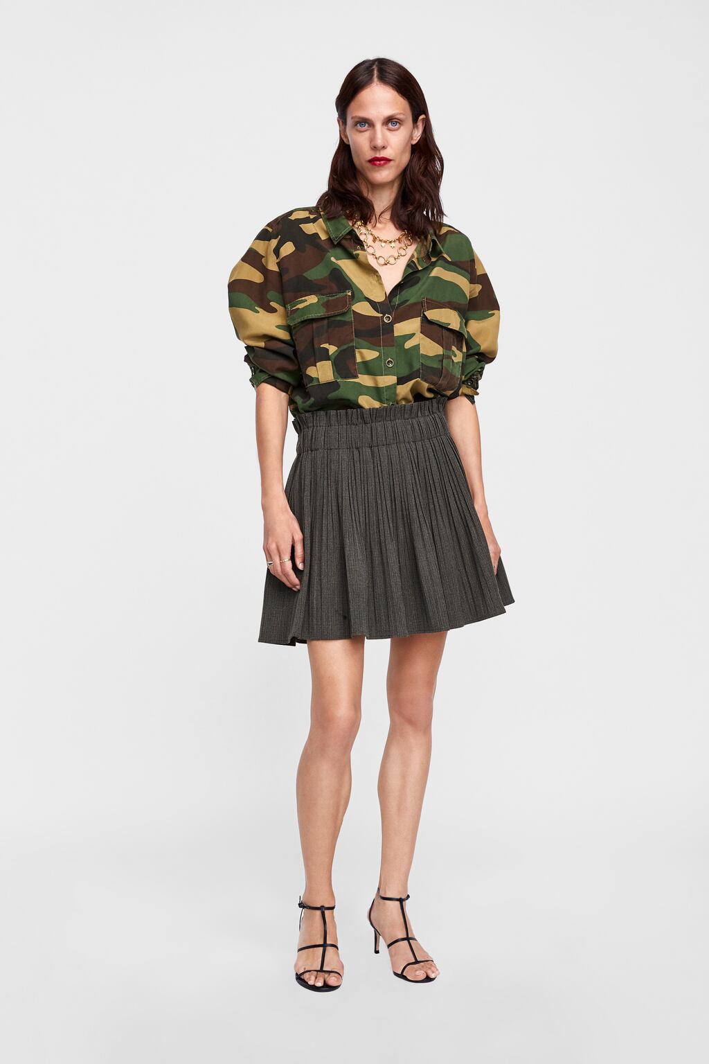 Image 1 of CHECKED PLEATED SKIRT from Zara