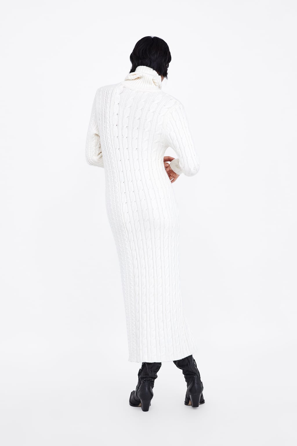 Image 1 of LONG CABLE-KNIT DRESS from Zara