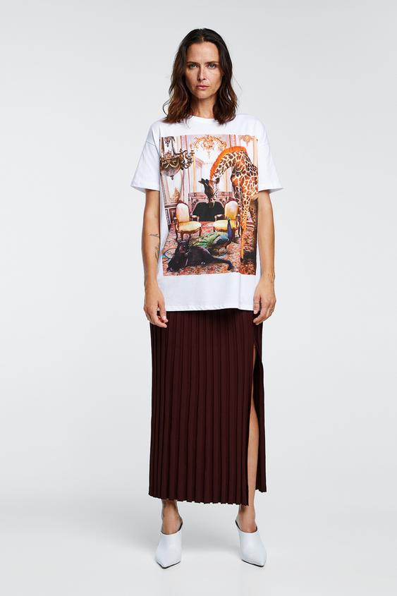 Image 1 of WATERCOLOUR PRINT T-SHIRT from Zara